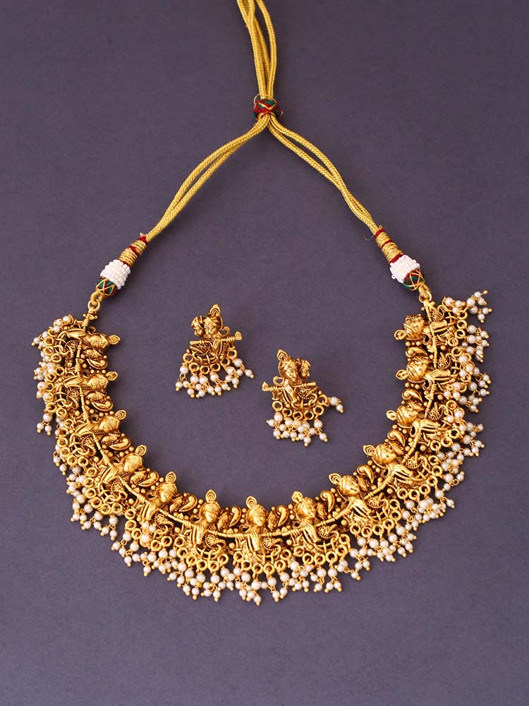 Golden Krishna Temple Jewellery Set – Bling Bag