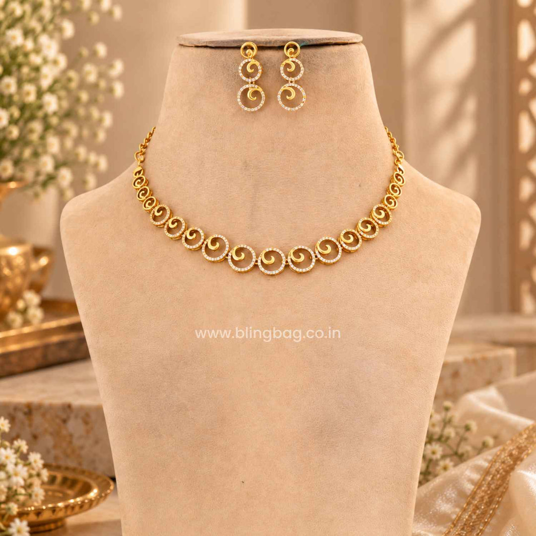 Golden Kritika Antique Jewellery Set- New Arrival