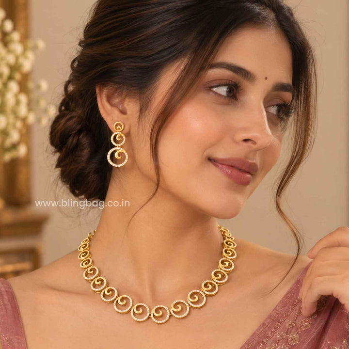 Golden Kritika Antique Jewellery Set- New Arrival