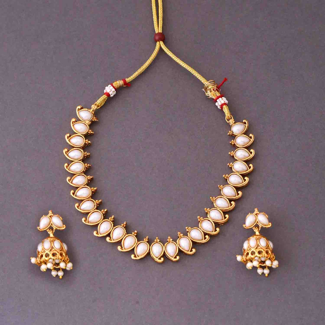 Golden Kumuda Antique Jewellery Set - New Arrival