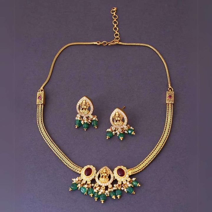 Golden Kurma Temple Jewellery Set