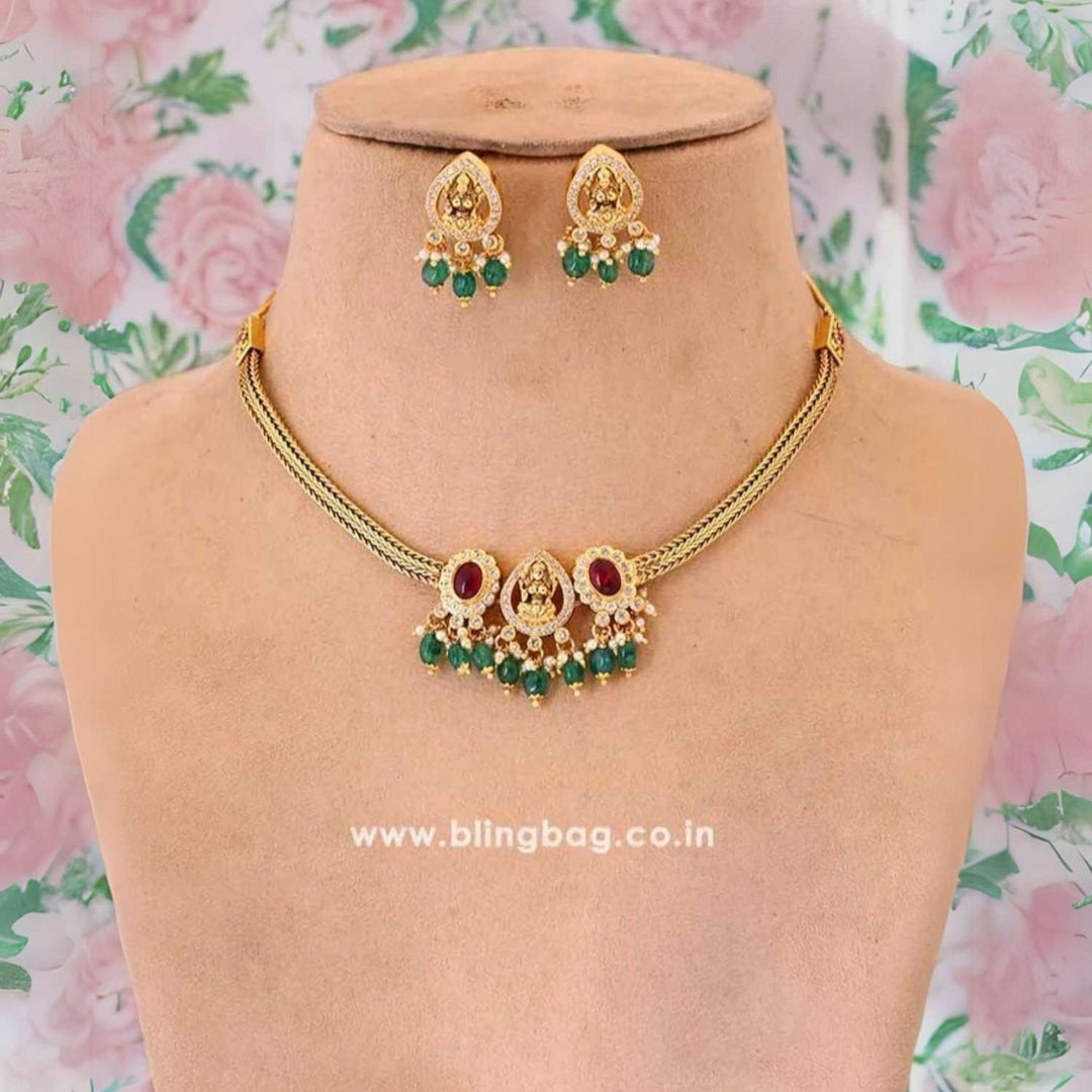 Golden Kurma Temple Jewellery Set
