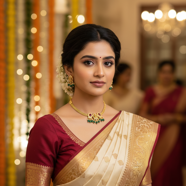 Golden Kurma Temple Jewellery Set