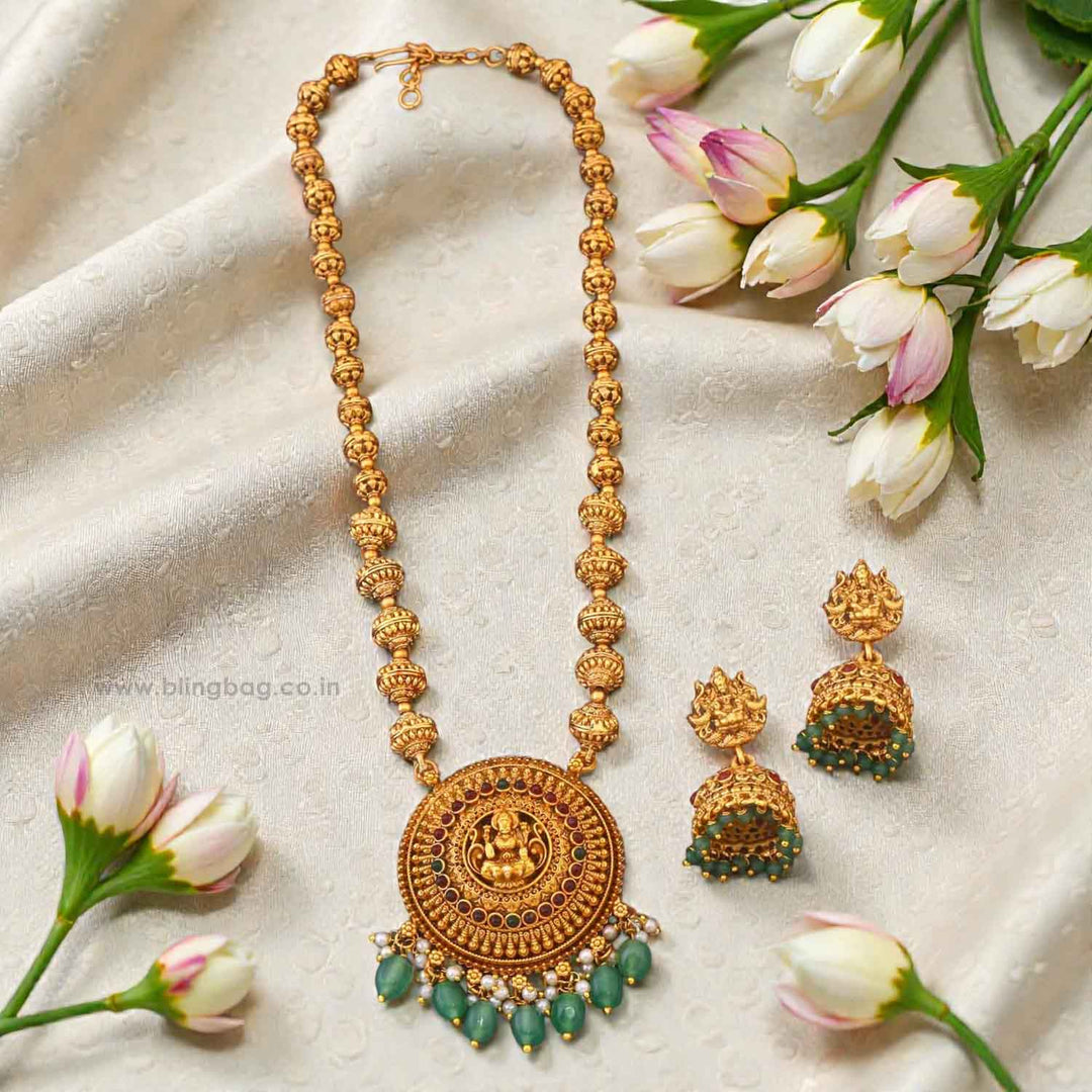 Golden Lakshmia Temple Jewellery Set - New Arrival