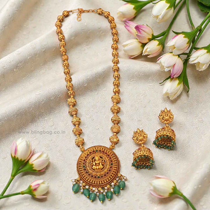 Golden Lakshmia Temple Jewellery Set - New Arrival