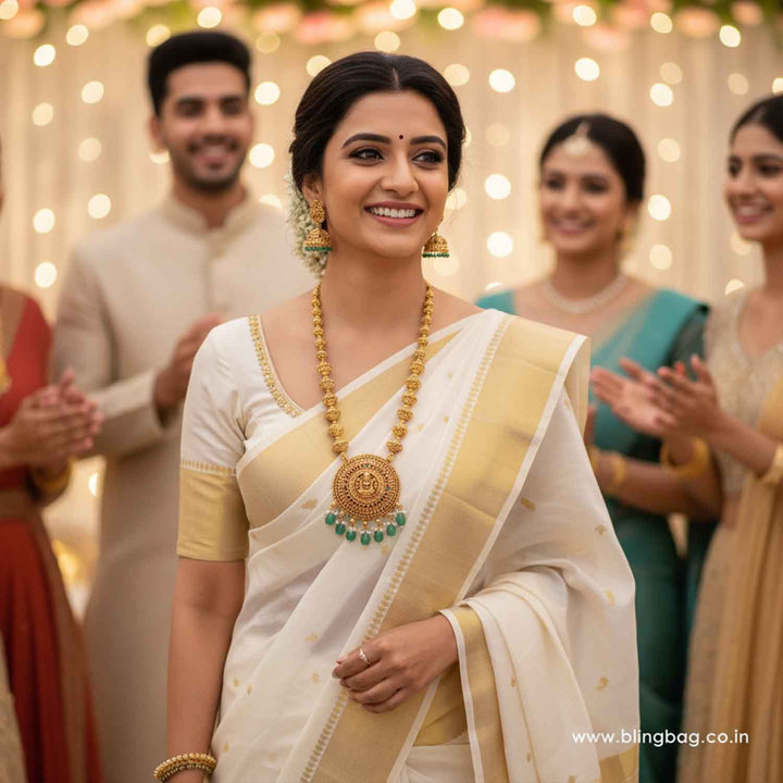 Golden Lakshmia Temple Jewellery Set - New Arrival