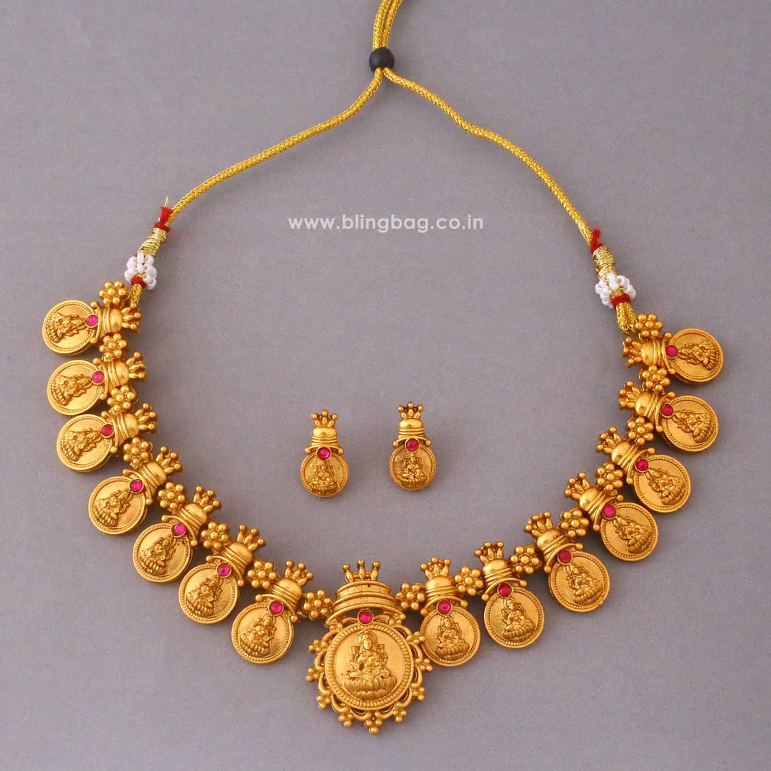 Golden Lakshmii Temple Jewellery Set- New Arrival