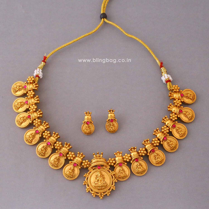 Golden Lakshmii Temple Jewellery Set- New Arrival