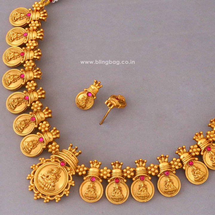 Golden Lakshmii Temple Jewellery Set- New Arrival