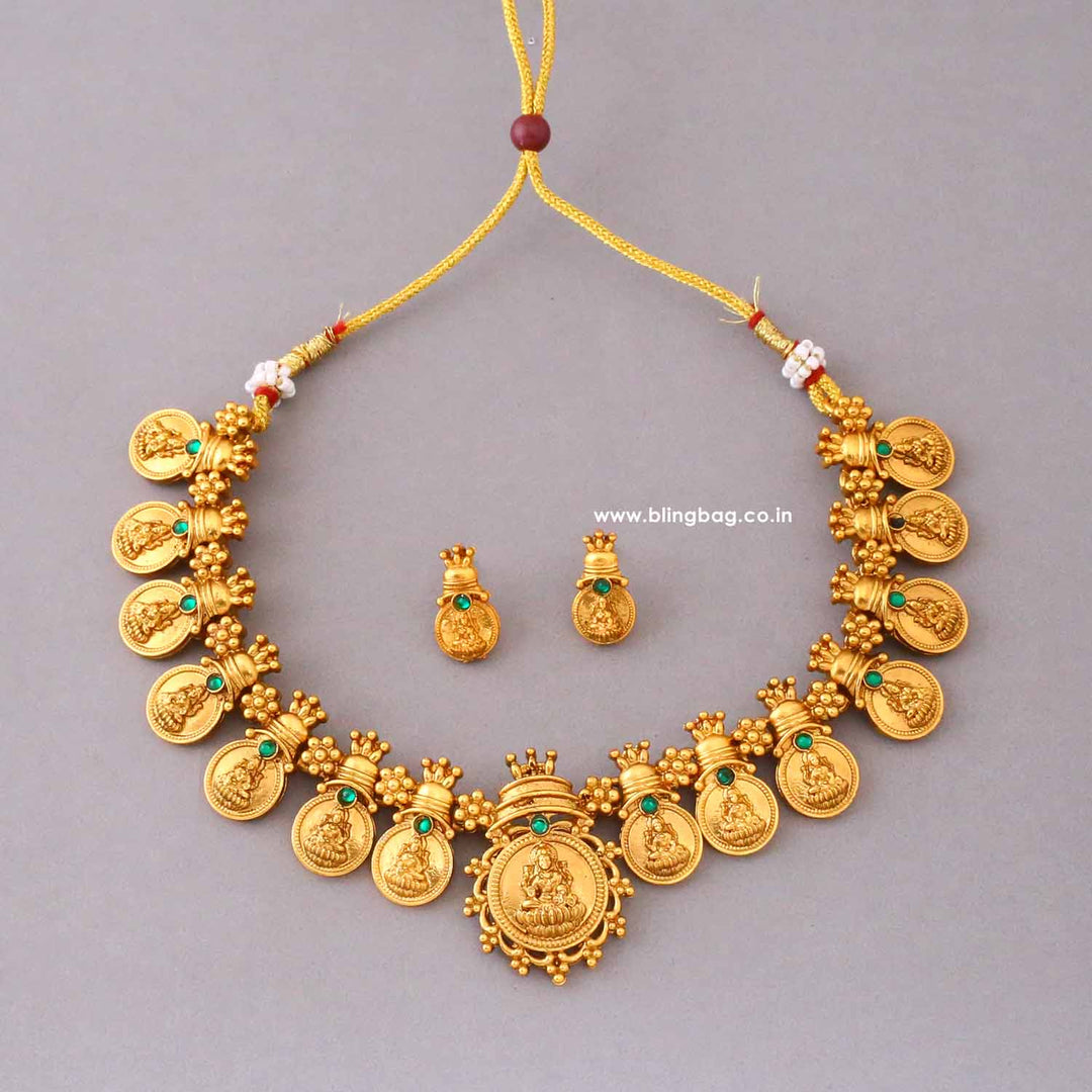 Golden Lakshmii Temple Jewellery Set- New Arrival