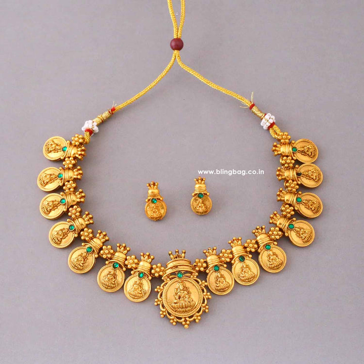 Golden Lakshmii Temple Jewellery Set- New Arrival