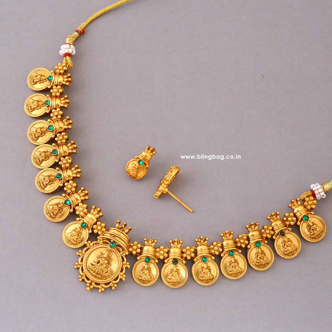 Golden Lakshmii Temple Jewellery Set- New Arrival