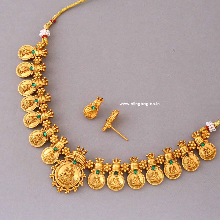 Golden Lakshmii Temple Jewellery Set- New Arrival