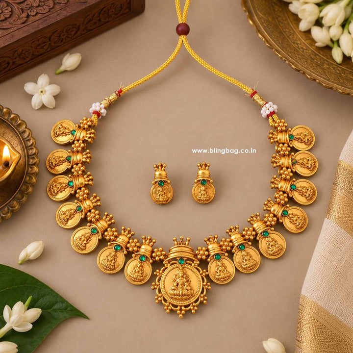 Golden Lakshmii Temple Jewellery Set- New Arrival