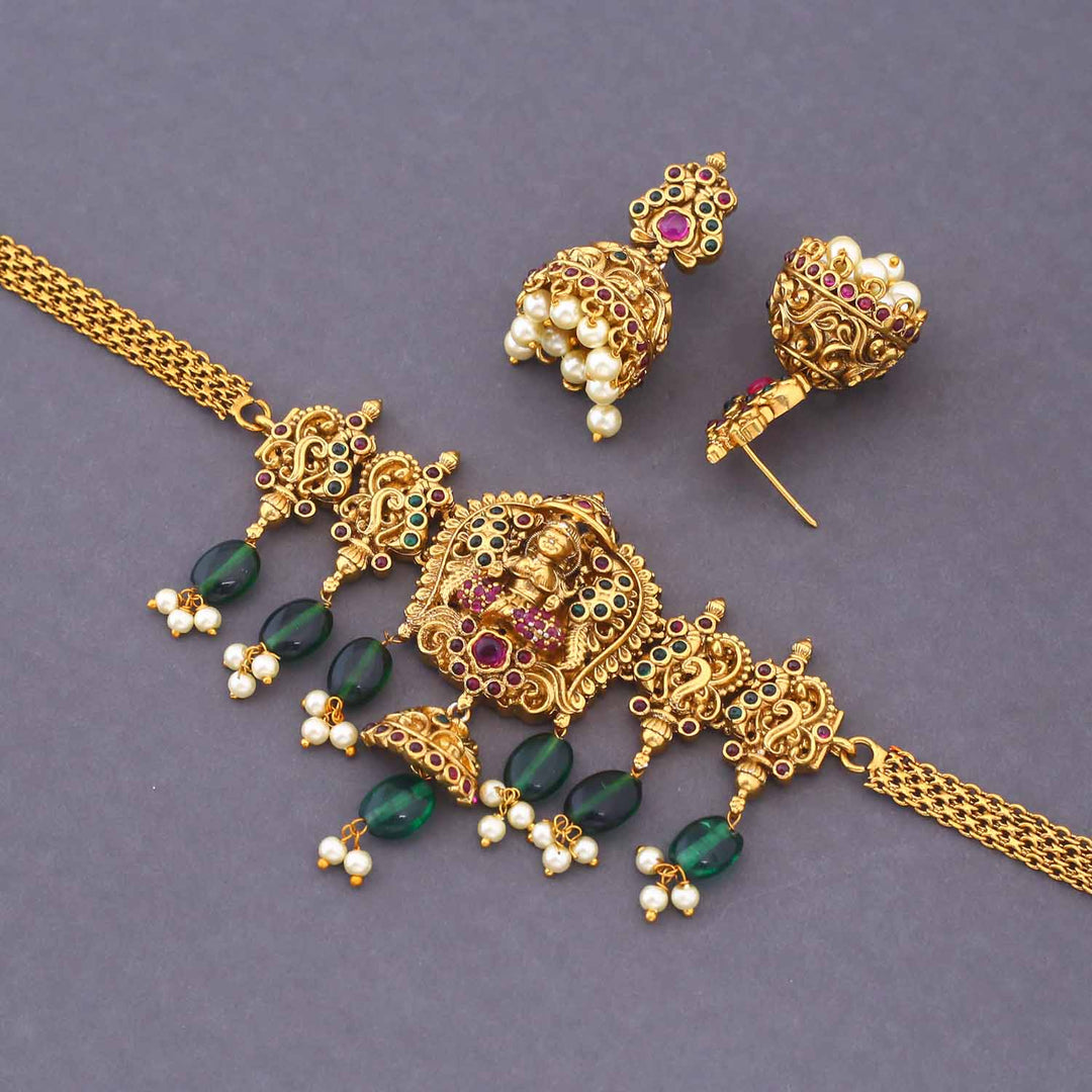 Golden Lakshya Temple Jewellery Set - New Arrival