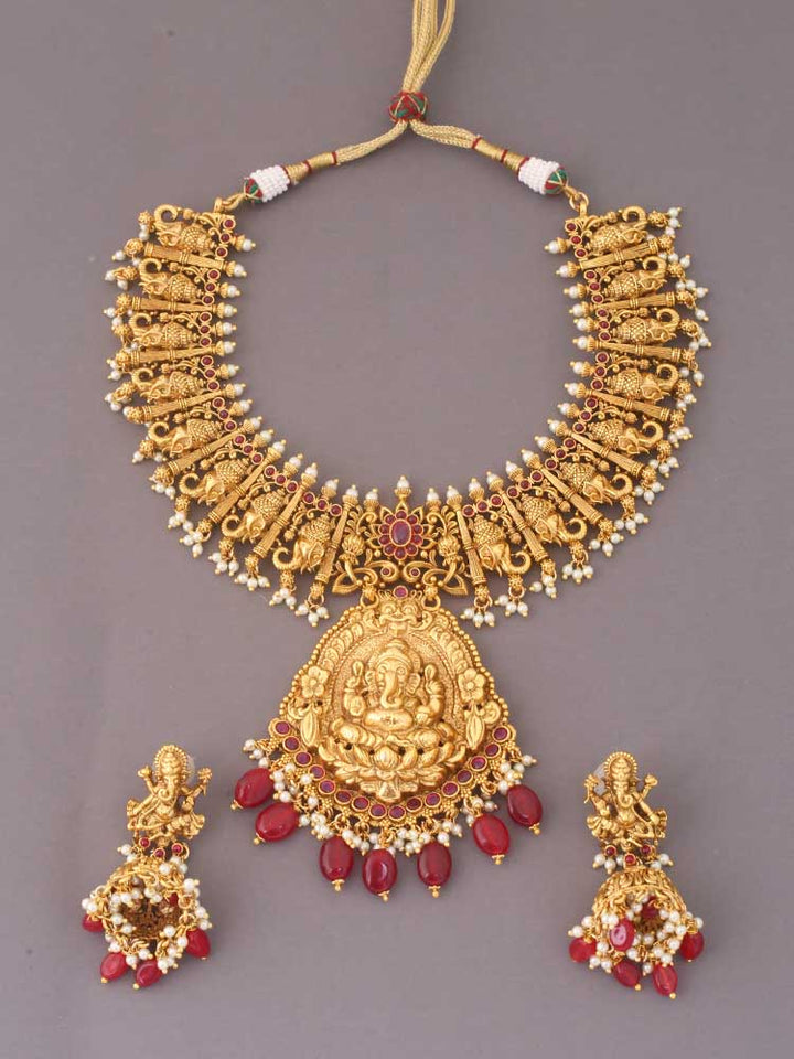 Golden Lambodara Temple Jewellery Set