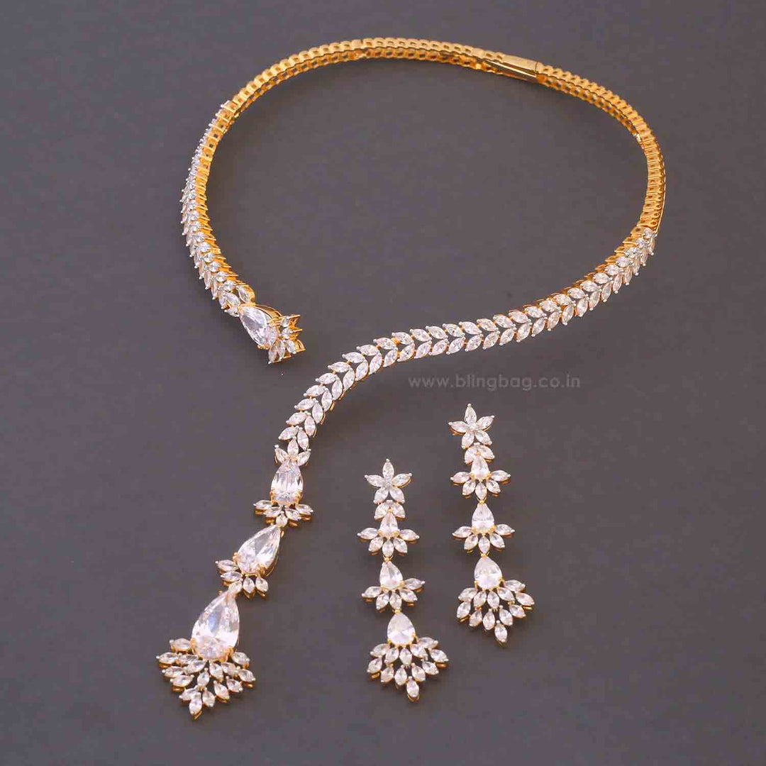 Golden Laura Hasli Zirconia Jewellery Set