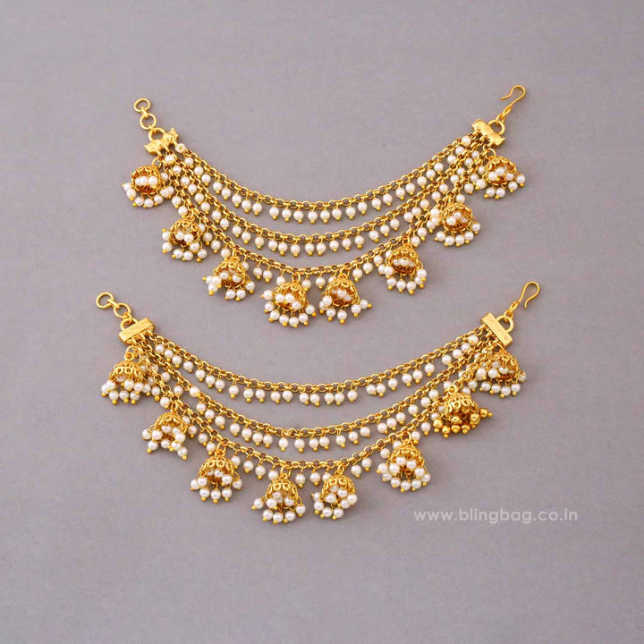 Golden Lavanyaani Antique Ear Chain
