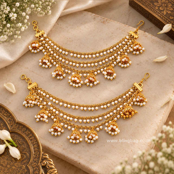 Golden Lavanyaani Antique Ear Chain