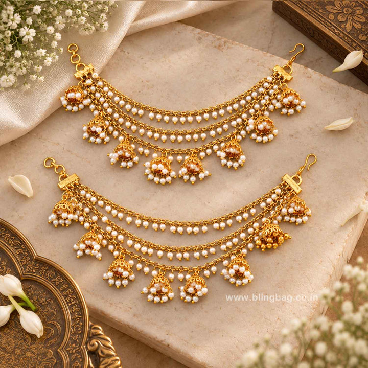 Golden Lavanyaani Antique Ear Chain
