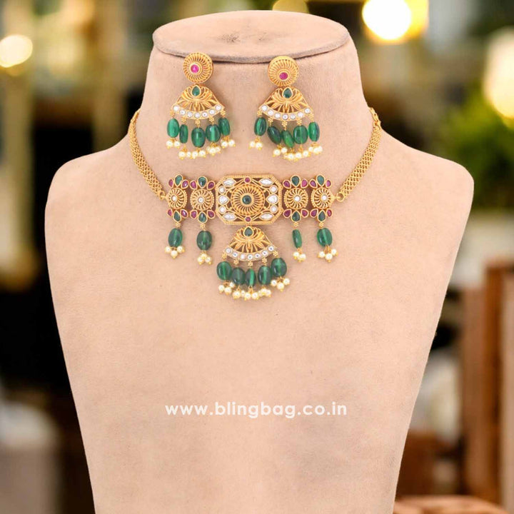 Golden Lisha Antique Jewellery Set - New Arrival