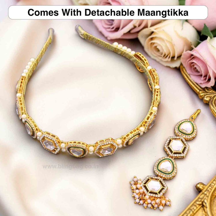 Golden Maavina Hairband With Tikka