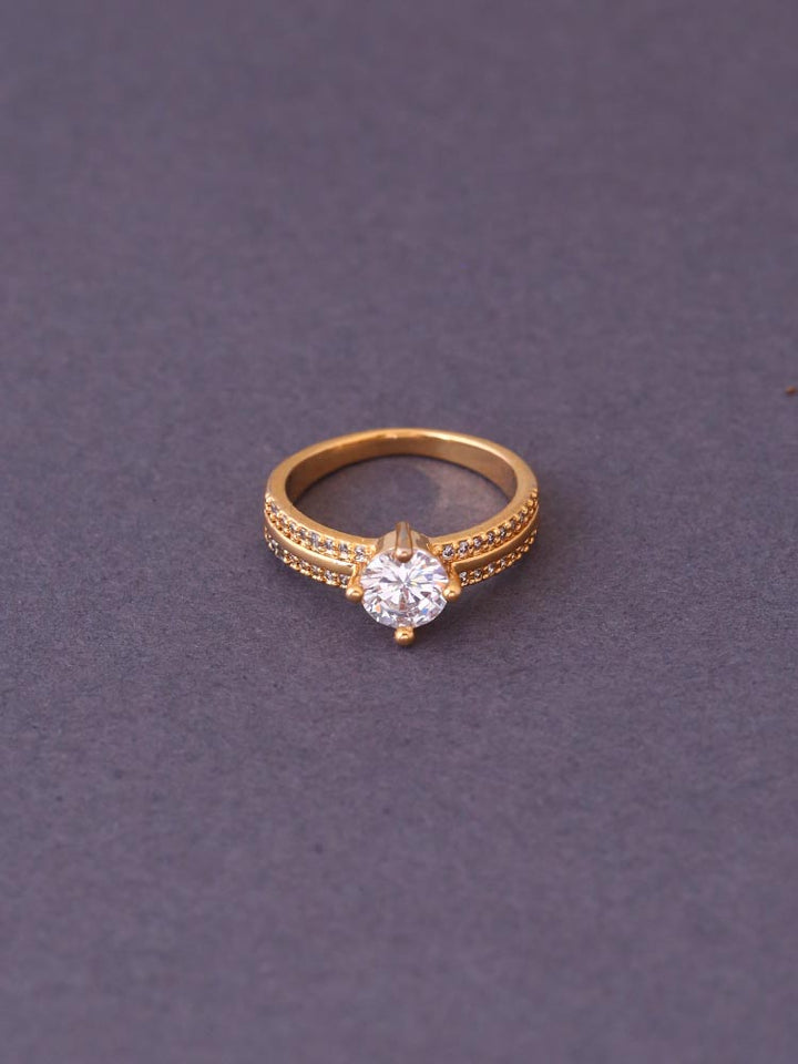 Golden Madhuri Zirconia Ring