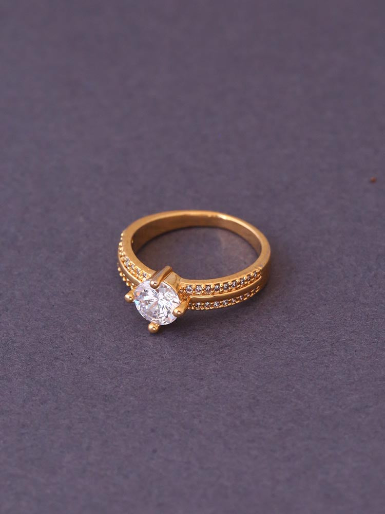 Golden Madhuri Zirconia Ring