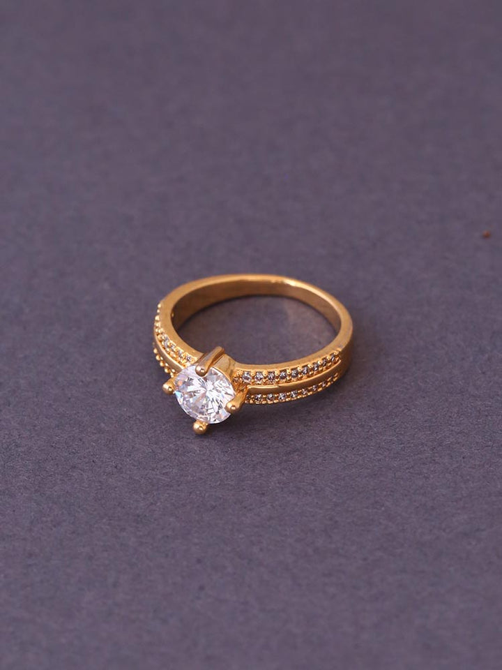 Golden Madhuri Zirconia Ring