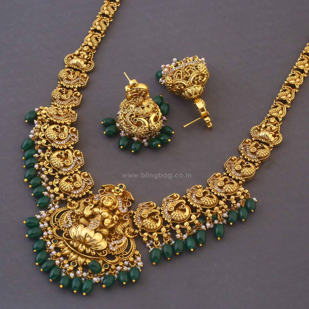 Golden Mahalakshmii Temple Jewellery Set - New Arrival