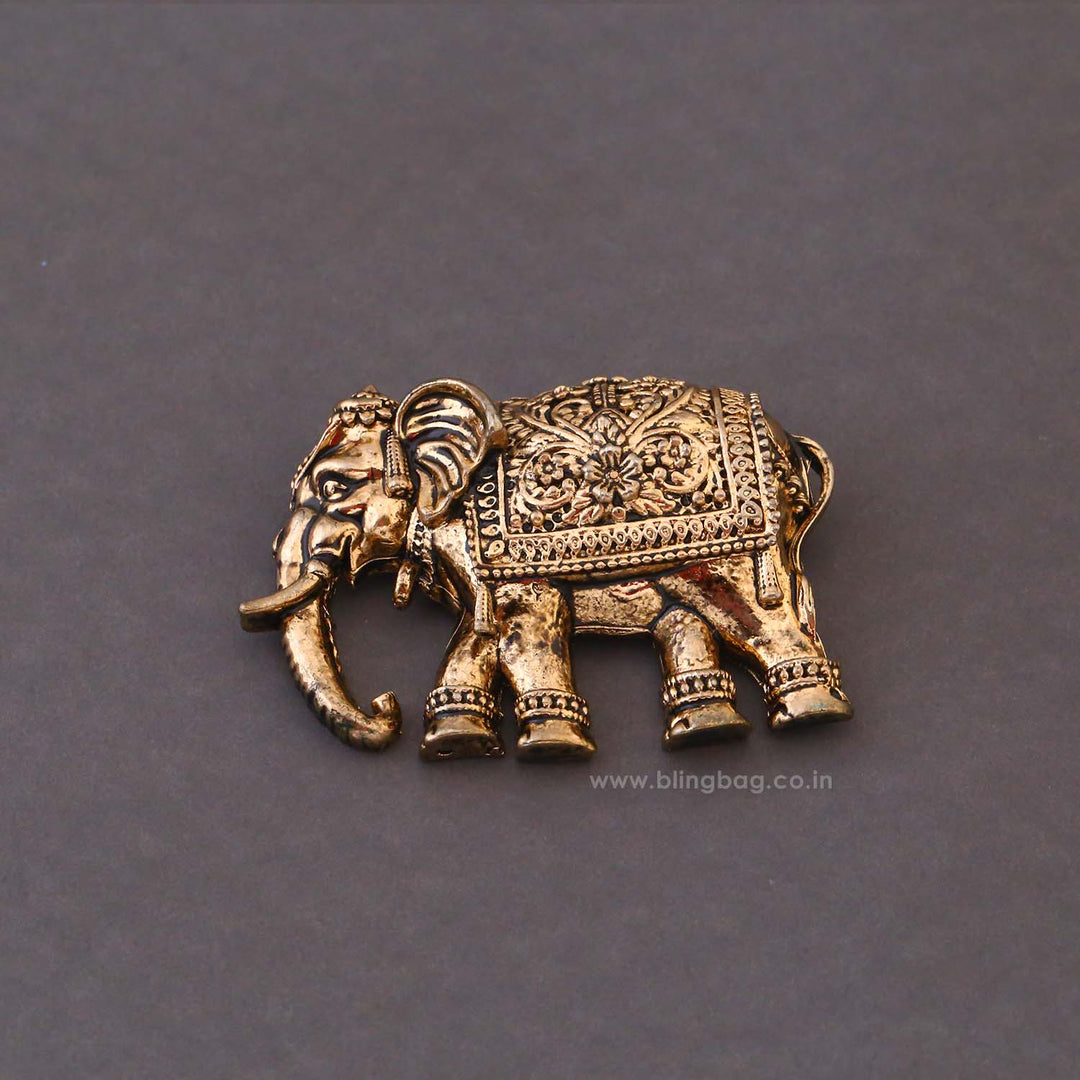 Golden Majestic Elephant Brooch