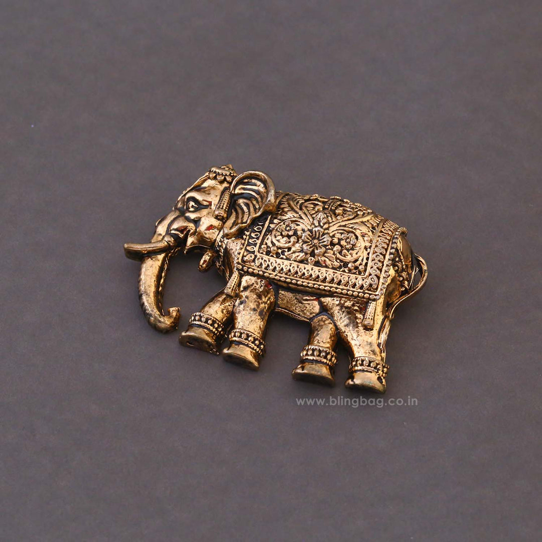 Golden Majestic Elephant Brooch