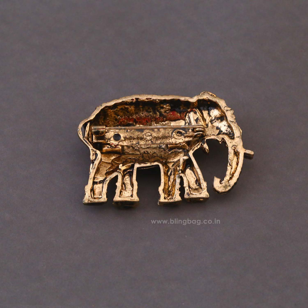 Golden Majestic Elephant Brooch