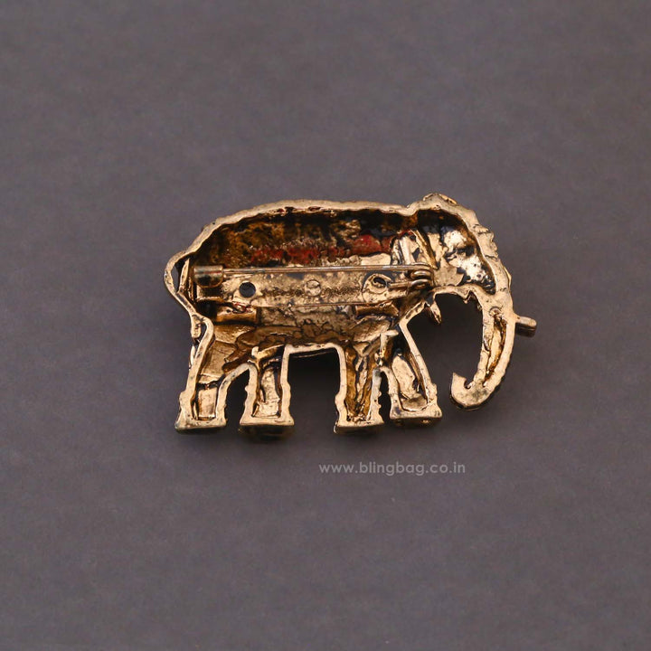 Golden Majestic Elephant Brooch