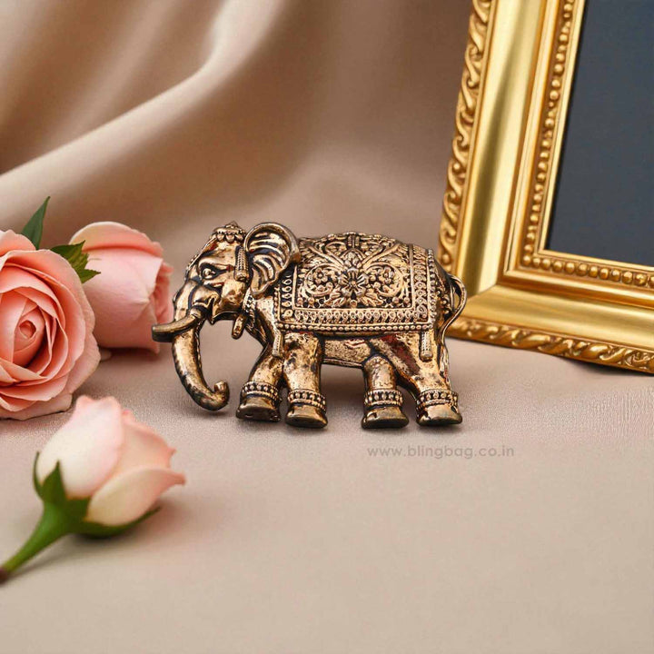 Golden Majestic Elephant Brooch