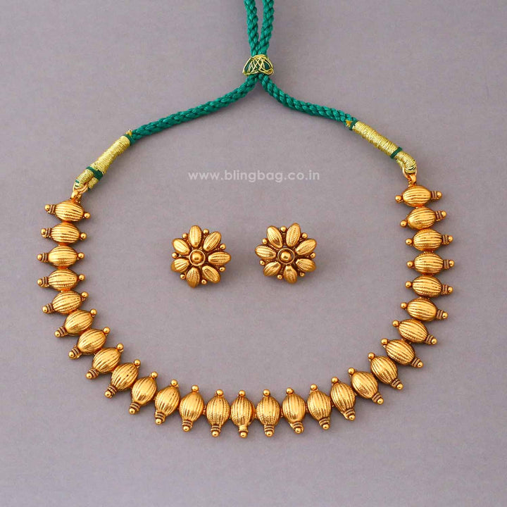 Golden Manasvi Antique Jewellery Set- New Arrival