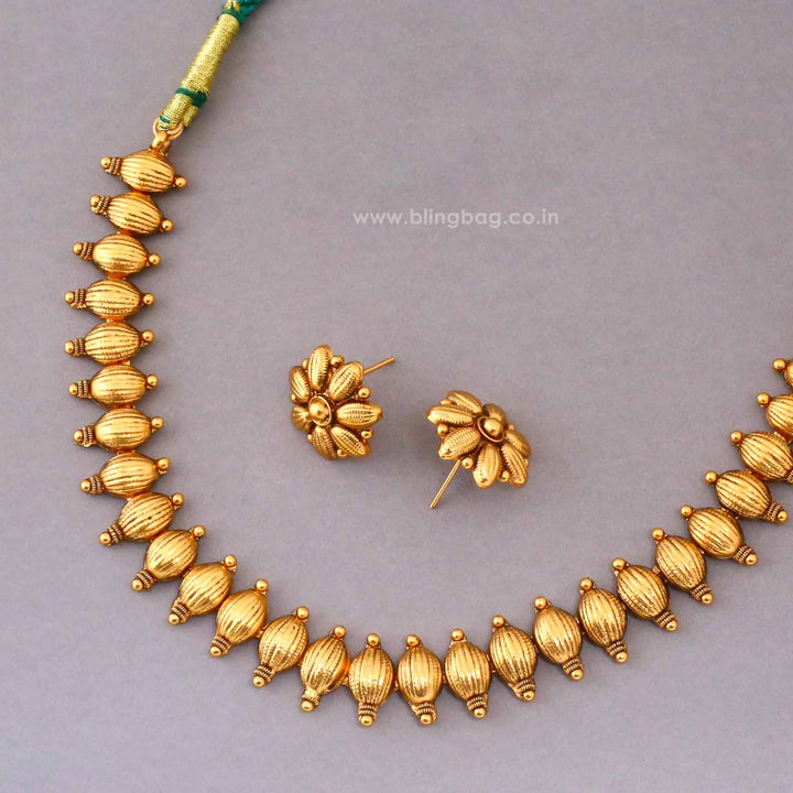 Golden Manasvi Antique Jewellery Set- New Arrival
