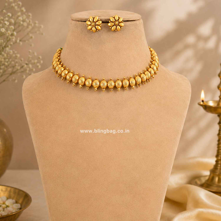 Golden Manasvi Antique Jewellery Set- New Arrival