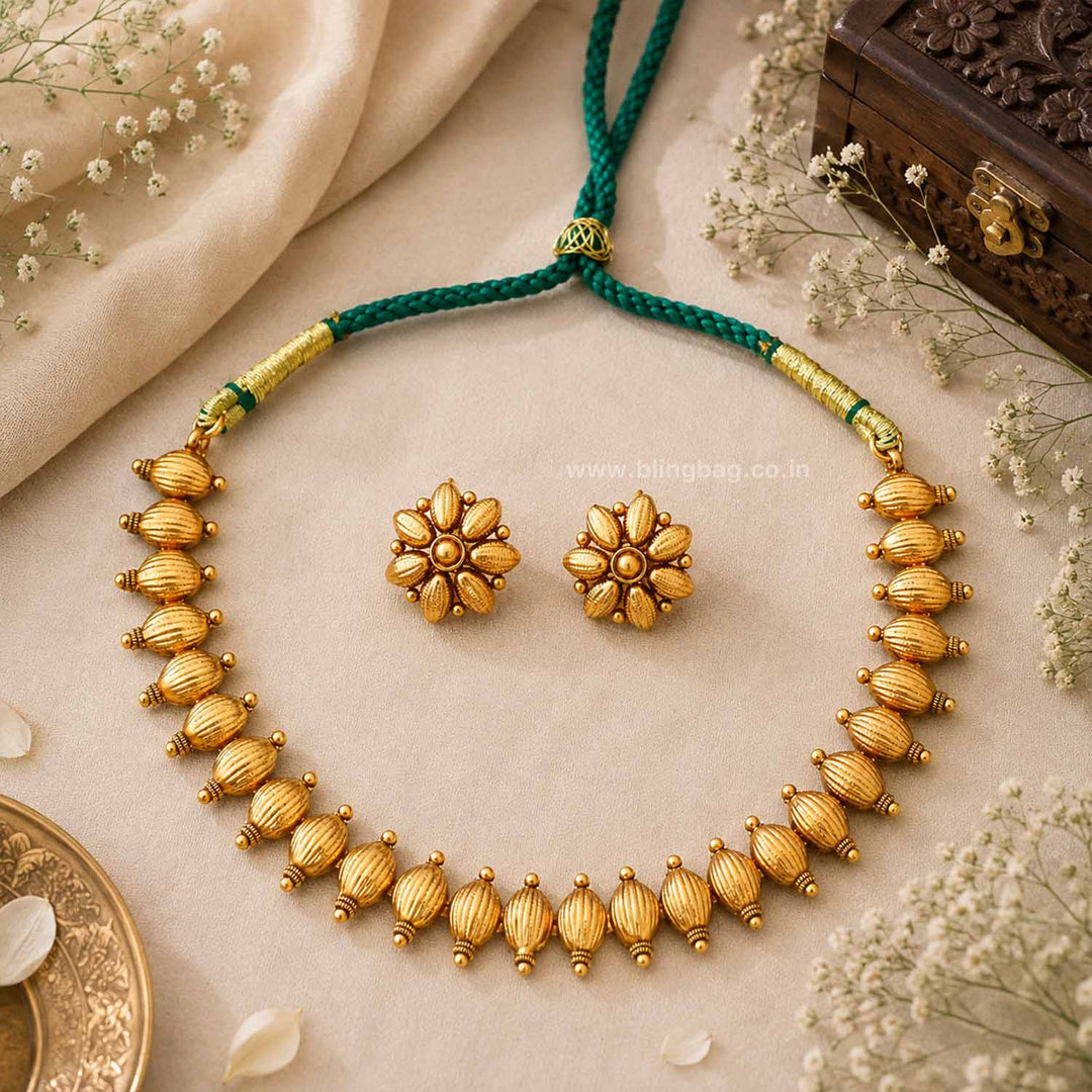 Golden Manasvi Antique Jewellery Set- New Arrival