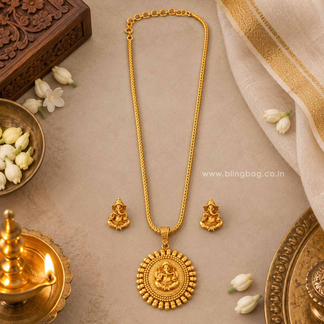 Golden Mangalamurti Temple Jewellery Set - New Arrival