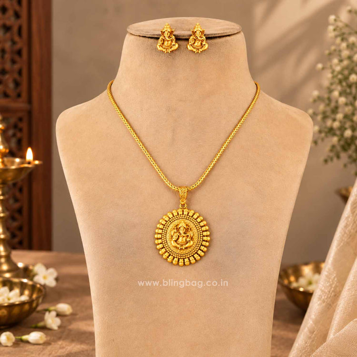 Golden Mangalamurti Temple Jewellery Set - New Arrival
