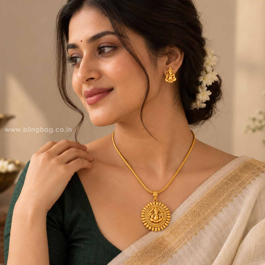 Golden Mangalamurti Temple Jewellery Set - New Arrival