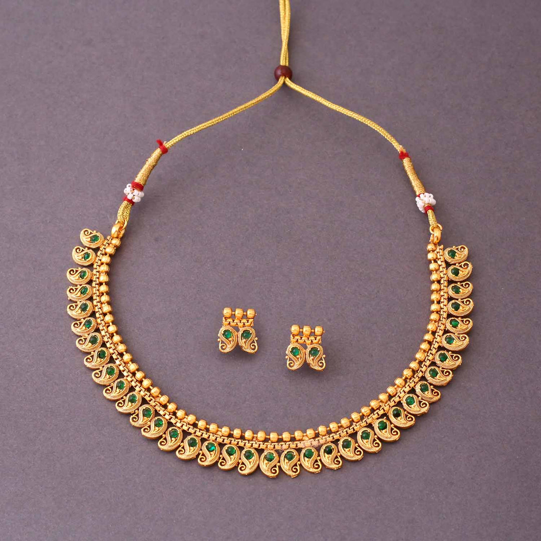 Golden Manjula Antique Jewellery Set - New Arrival