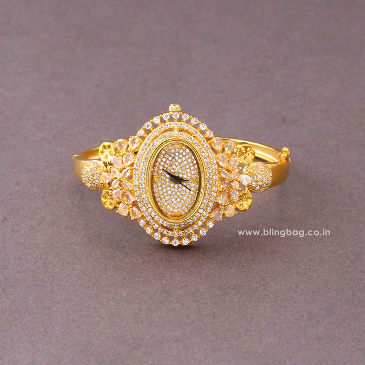 Golden Marialyn Zirconia Watch