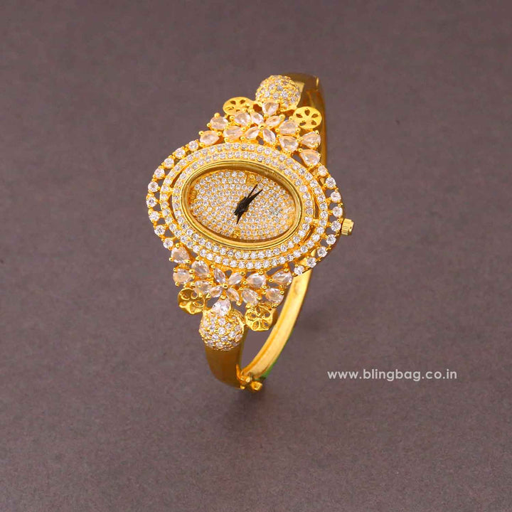 Golden Marialyn Zirconia Watch