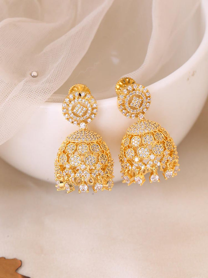Golden Martia  Zirconia Jhumkis
