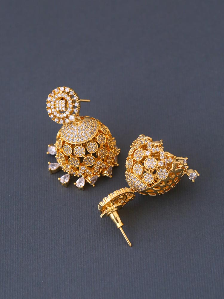 Golden Martia  Zirconia Jhumkis