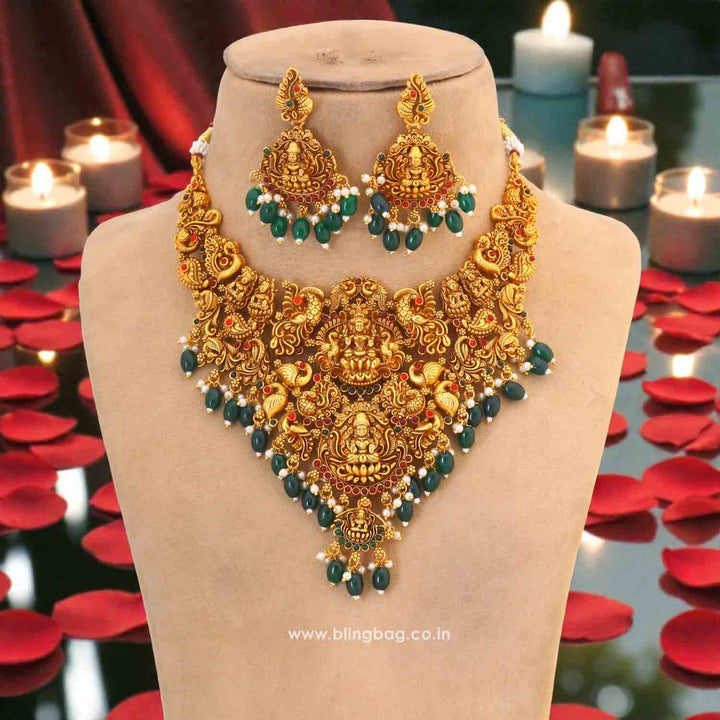 Golden Meenakshiya Temple Jewellery Set - New Arrival