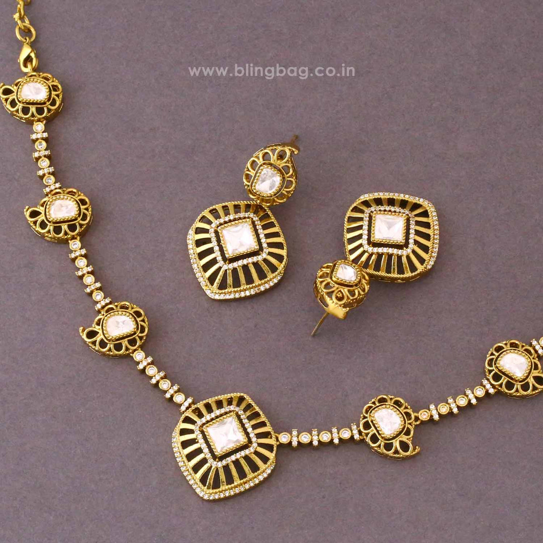 Golden Mehfil Antique Jewellery Set- New Arrival