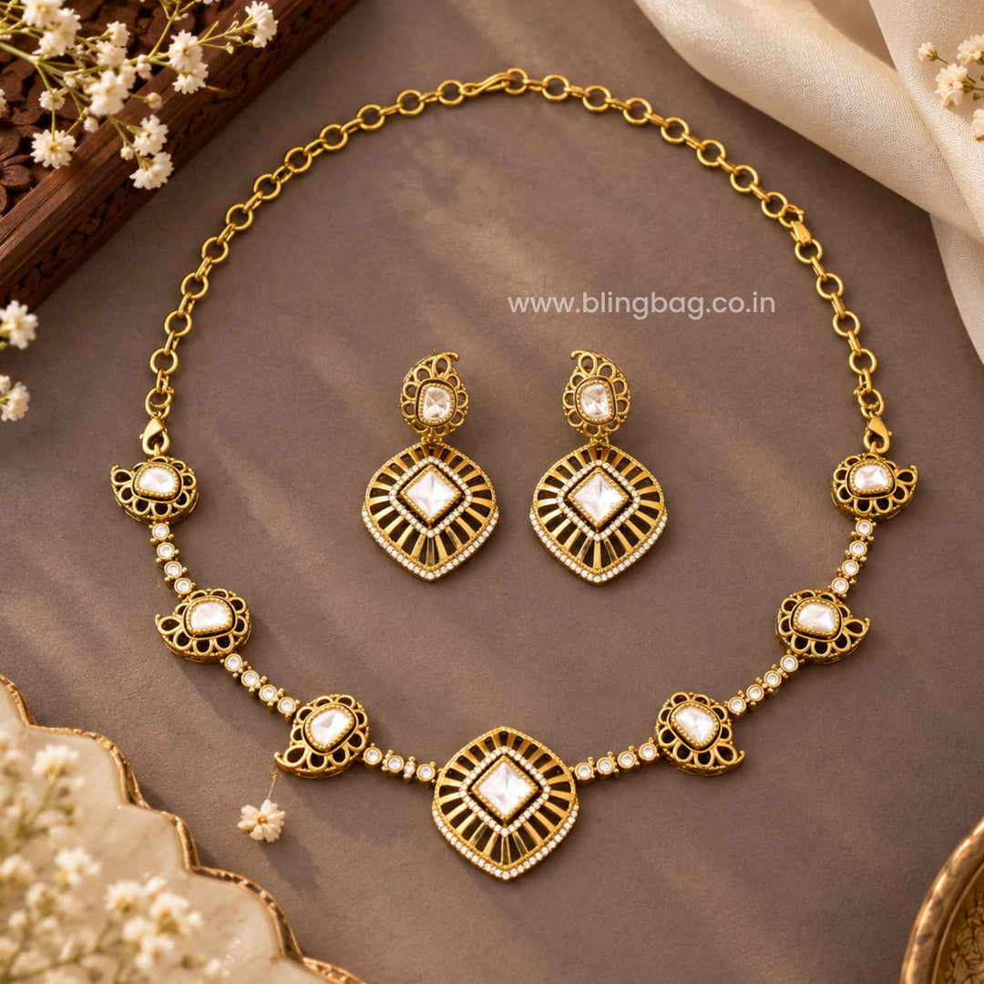 Golden Mehfil Antique Jewellery Set- New Arrival
